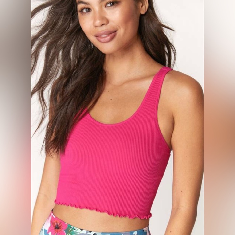 Spiritual Gangster Armor Crop Tank. Raspberry. XS/S.